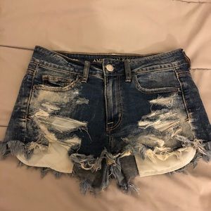 Acid wash denim shorts